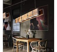 ANIFM Rétro Lampe Suspendue Industriel Vieux Café Projecteur Lumière Chaude en Bois Massif en Fer Forgé Restaurant Table À Manger Bar Éclairage Lustre Lumière Décorative Comfortable Anniversary