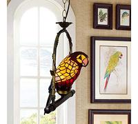 ANIFM Tiffany Style Lustre Vintage Plafonnier Perroquet Vitrail Pendentif Lumière Plafonnier Réglable pour Salon Chambre Restaurant Bar D'exposition,1 tête A Comfortable Anniversary