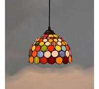 ANIFM Tiffany Suspension Art Rétro Américain Coloré Verre Suspension Lustre Créatif Vitrail Lustre Rond Salon Salle À Manger Véranda Couloir Balcon Lampes 8 Pouces Comfortable Anniversary