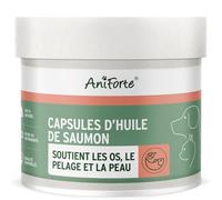 AniForte Gélules d’Huile de Saumon 500 pour Chiens & Chats - Poisson Riche en Oméga-3 & 6, Vitamines pour Pelage, Os et Santé Globale