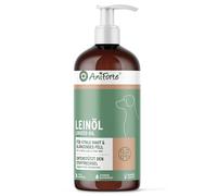 AniForte Huile de Lin pour Chiens, Chats, Chevaux 1 Litre - Pressée à Froid, Native, Acides Gras Oméga 3 et Oméga 6, Complément pour Pieds Nus, Huile de Lin de Haute qualité, Fournisseur d'énergie