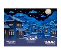 Anight The Ancient Chinese Town 1000 Pcs Carton Premium Lot de Puzzles Moon Night Stimulant Et Éducatif Jeu Créatif Puzzles As Birthday Gifts 70x50cm/1000pcs