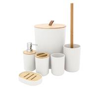Anika Ensemble d'accessoires de salle de bain/Ensemble d'accessoires de salle de bain moderne/Comprend un porte-brosse à dents, une poubelle, une brosse WC, une tasse, un porte-savon et un