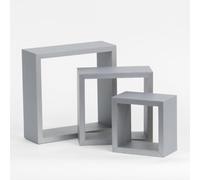 Anika Lot de 3 étagères flottantes en Forme de Cube ou de Plateau - Grande, Moyenne et Petite (Gris, Cube)