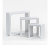 Anika Lot de 3 étagères flottantes en Forme de Cube ou Plateau - Grand, Moyen, Petit (Blanc, Cube)