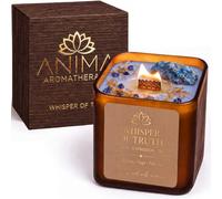Anima® Whisper of Truth Bougie aux Cristaux pour Authenticité et Expression | Bougie 290g soja-cire d'abeille, mèche bois, eucalyptus, lapis-lazuli, apatite bleue, coffret bois et guide