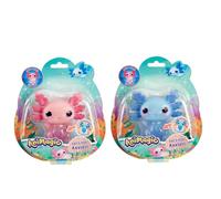 Animagic - Lot 1 Axolotl Rose + 1 Axolotl Bleu - Animal de Compagnie Électronique & Lumineux - pour Enfants dès 4 Ans - Jeu Sensoriel & Tactile - Corps Extensible - Flotte & Brille dans l’Eau