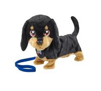 Animagic - WAGGLES - Jouet Electronique 23 cm - Peluche Chien Saucisse Interactive pour Enfants dès 2 Ans - Marche, Aboie et Remue Sa Queue - Amusant et Attachant - Piles Incluses - Marron et Noir