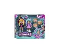 BANDAI - Animakii - Cyberpunk et Gameuse - Coffret Poupée Personnalisable - 1 Poupée, 4 Visages, 2 Coiffures, 2 Tenues, 2 Paires de Chaussures - Jouet Créatif 5 Ans et + - HEA26350