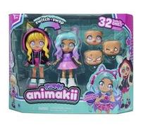 BANDAI - Animakii - Cyberpunk et Gameuse - Coffret Poupée Personnalisable - 1 Poupée, 4 Visages, 2 Coiffures, 2 Tenues, 2 Paires de Chaussures - Jouet Créatif 5 Ans et + - HEA26350