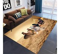 Animal 3D Cheval Tapis De Salon Grande Neiger Désert Lune Cheval Tapis De Chambre D'enfant Antidérapant Tapis Pour Couloir De Cuisine Tapis De Bain Paillasson Gameing Rug (Brun,80x120 cm)
