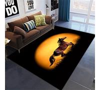 Animal 3D Cheval Tapis De Salon Grande Neiger Désert Lune Cheval Tapis De Chambre D'enfant Antidérapant Tapis Pour Couloir De Cuisine Tapis De Bain Paillasson Gameing Rug (Noir,80x120 cm)