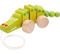 Animal à tirer ""Crocodile"" en bois, favorise l'apprentissage de la marche, oscille en reculant, à partir de 1 an