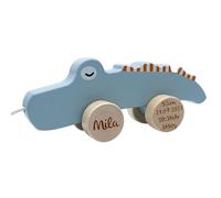 Animal à tirer crocodile - Personnalisable - Jouet en bois fait à la main à partir de 1 an - Tryco - Jouet pour bébé en bois - Cadeaux personnalisés pour bébé - Animal à tirer en bois avec nom et