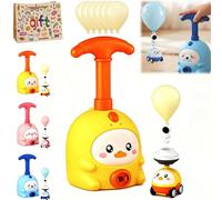 Animal Air Powered Balloon Car Toy, Balloon Launcher Toy Set with Manual Pump, 2-in-1 Flying & Racing Car, DIY Physics Learning Fun for Kids Ages 3-8, Perfect Party Favors & Birthday Gift (Yellow)
