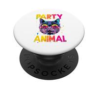 Animal amusant et coloré, amusant avec mon chat PopSockets PopGrip Interchangeable
