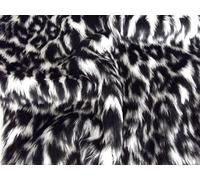 Animal Amusant Faux Fourrure Tissu Matière - LÉOPARD DES NEIGES - Noir, 1/2Mtr - 150cmx50cm