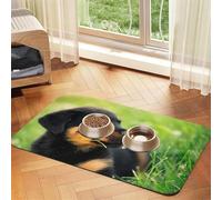 Animal Animal Mignon Chien Chiot Rottweiler,Tapis d'alimentation pour Animaux de Compagnie, Sets de Table en Cuir PU pour Chats et Chiens,30x45cm