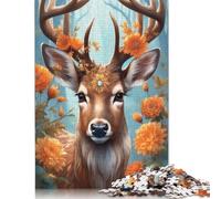 Animal Art Elk Puzzle 1000 Pieces Cadeau Unique Jeu Éducatif Défi Jouet À De Qualité Supérieure Peinture Art pour Adultes Enfants 1000pcs (75x50cm)