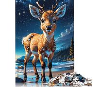 Animal Art Elk Puzzle 1000 Pieces Cadeau Unique Jeu Éducatif Défi Jouet À De Qualité Supérieure Peinture Art pour Adultes Enfants 1000pcs (75x50cm)
