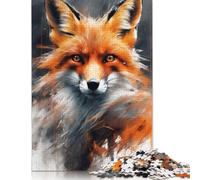 Animal Art Fox Puzzle 1000 Pieces Cadeau Unique Jeu Éducatif Défi Jouet À De Qualité Supérieure Peinture Art pour Adultes Et Enfants À Partir De 12 Ans 1000pcs (75x50cm)