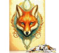 Animal Art Fox Puzzles 1000 Pieces Cadeau Unique Jeu Éducatif Challenge Toy À De Qualité Supérieure Peinture Art pour Adultes Enfants 1000pcs (75x50cm)