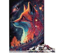 Animal Art Fox Puzzles 1000 Pieces Cadeau Unique Jeu Éducatif Challenge Toy À De Qualité Supérieure Peinture Art pour Adultes Enfants 1000pcs (75x50cm)