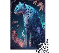 Animal Art Leopard Puzzle 1000 Pieces Cadeau Unique Jeu Éducatif Défi Jouet À De Qualité Supérieure Peinture Art pour Adultes Et Enfants À Partir De 14 Ans 1000pcs (38x26cm)