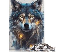 Animal Art Wolf Puzzle 1000 Pieces Cadeau Unique Jeu Éducatif Défi Jouet À De Qualité Supérieure Peinture Art pour Adultes Et Enfants À Partir De 12 Ans 1000pcs (75x50cm)