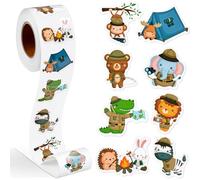 Animal Autocollants, 500pcs Animal Récompenses Sticker, Autocollant Enfant, Gommettes Enfant, Motivation Autocollant Animaux pour Les Enfants, Adaptés à l'école (Animal de Camping)