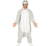 Animal Aventure Hippopotame Kigurumi Hoodie Onesie Combinaison grise Capuche Queue Costume de nuit, Taille : 46 - 48 (S) Couleur : Gris