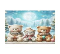 Animal Bear Puzzles en Bois 1000 Pièces pour Adultes, Poster Jigsaw Puzzle, Design Unique Jouet Éduchatif pour Adolescents Et Enfants Idée Cadeau （75×50cm）
