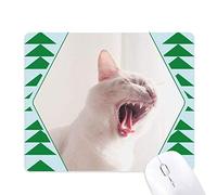animal blanc féroce cat photo tapis de souris green pine tree tapis en caoutchouc