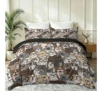 Animal Bouledogue Impression Housse de Couette avec Fermeture éclair, Noir Parure de Lit 2 Personnes en Microfibre, Cartoon Réversible Couvre Lit avec 2 Taies d'oreiller 65x65 cm, 220 x 240 cm
