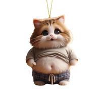 Animal Car Pendant - Funny Fat Cat Dog Mirror Charm | 2D Acrylic Rearview Mirror Hanging Decor for Auto Interior Styling Cute Vehicle Accessories Gift Ornament