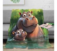 Animal Cartoon 3D Imprimée Hippopotame Couverture Microfibre Décor Maison Hippopotame Throw Blanket Adulte Canapé Lit Doux Chaud 40x50(100x130cm)