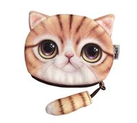 Animal Change Purse - Cat Shaped Coin Holder, Compact Pouch | Soft Fabric Zippered Coin Bag, Cat Tail Decor Case for Money, Accessories, ID, Makeup, Travel essentiall, Mini organisateur, jaune,