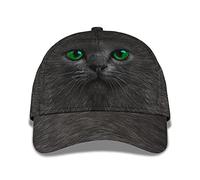Animal Chat Chat Noir Yeux Verts, Animal De Compagnie Mignon Unisexe Strapback Cap Vintage Casquette-Hip Hop Mode Casquette De Baseball pour Sport Camping Trucker