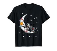 Animal Chat Lune Âmes Jour De Morts Dia De Los Muertos T-Shirt, Homme, Noir, 4XL
