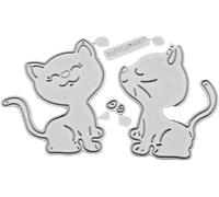 Animal Chat Métal Die Cuts Chat Pet Flower Cutting Dies Cut Deux Chatons Gaufrage Pochoirs pour DIY Scrapbooking Album Photo Craft Papier Cartes Décoratif