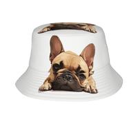 Animal Chien Bouledogue Français Imprimé Fonctionnalité Large Utilisation Casquette Protection Solaire Chapeau Seau Chapeau Randonnée Camping Plage Aventure Noir