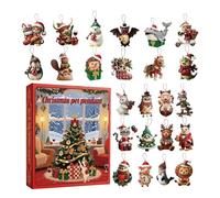 Animal Christmas Advent Calendars 2025, 24 Days Christmas Countdown Calendar with 2D Acrylic Animal Pendant Ornaments for Home Holiday Decor