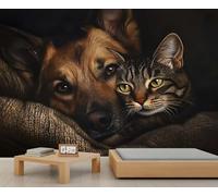 Animal Compagnon Papier Peint Fresque Chiens et Chats Animaux Chauds Papier Peint Mural HD Art Décor Photo Salon Canapé Fond TV Poster Personnalisé (non autocollant)