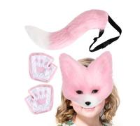 Animal Cosplay Masque | Costume Prop with Tail and Animal Paw Gloves