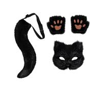 Animal Cosplay Masque | Costume Prop with Tail and Animal Paw Gloves