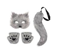 Animal Cosplay Masque | Costume Prop with Tail and Animal Paw Gloves