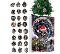Animal Countdown Calendar - 24 Days Fun Holiday Countdown, Calendar with 2D Acrylic Bear Ornaments, Festive Collectible Décor, Ideal for Animal Lovers, Christmas Accessory, 10.24x7.09x1.18 Inch