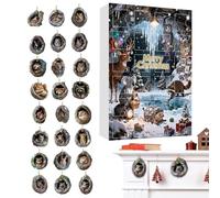 Animal Countdown Calendar - 24 Days Fun Holiday Countdown, Calendar with 2D Acrylic Bear Ornaments, Festive Collectible Décor, Ideal for Animal Lovers, Christmas Accessory, 10.24x7.09x1.18 Inch