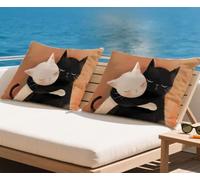 Animal Coussin Exterieur Impermeable Housse Coussin 40x70 cm Lot de 2 Chat Coussins Couvre automne Décoratives Taie Oreiller Lin Double Face à Motif Pour Taie d'oreiller pour Salon Canapé Jardin q-615
