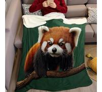 Animal Couverture Polaire Panda Roux Mignon Douce Duveteux Flanelle imprimée Confortable Plaid Polaire 130 x 150 cm pour Canapé, Lit, Enfants, Adolescents et Adultes